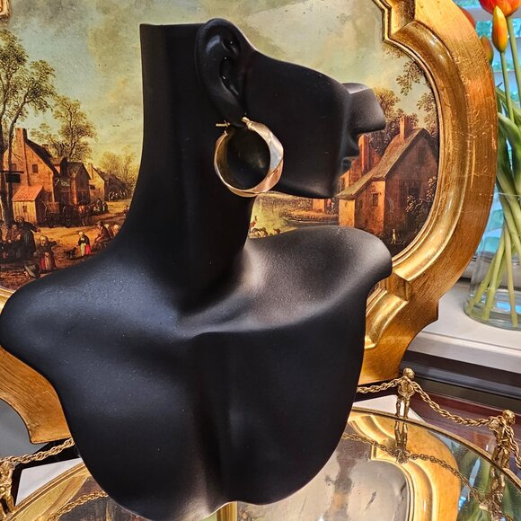 14 K Three color Gold, Electroform Women Earrings, Made in Italy - Picture 5 of 12